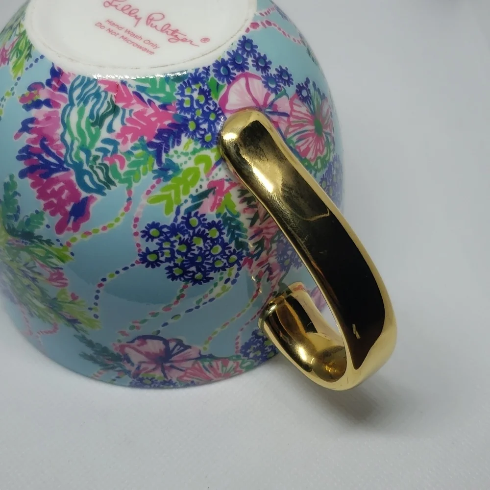 Lilly Pulitzer Blue And Pink Floral Coffee mug